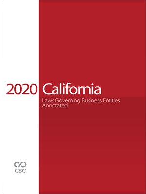 cover image of CSC&#174; California Laws Governing Business Entities Annotated